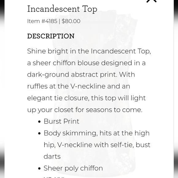 Cabi #4185 incandescent top, Med - Picture 4 of 9